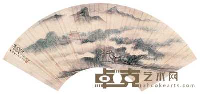 明俭 满城风雨 扇面 17.5×53.5cm